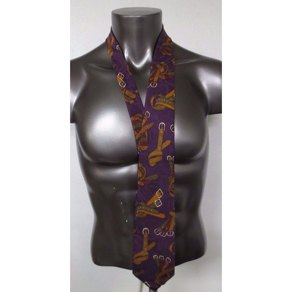Robert Talbott Men's Neck Tie Vintage Made‎ Italy "Belts" Pattern Silk Novelty